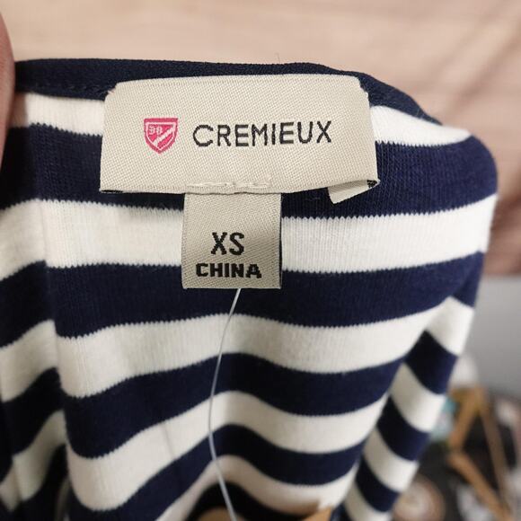 New! Cremieux Dress Womens XS Navy Ivory Striped Noah Knit High Neck A-Line NWT - Picture 7 of 13